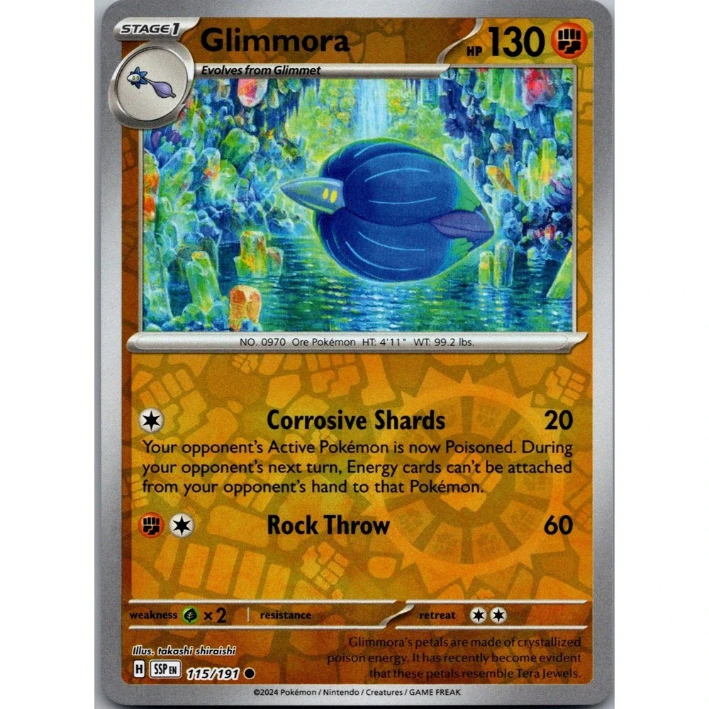 Glimmora 115/191 SV08 Surging Sparks‎ Reverse Holo Common Pokemon Card